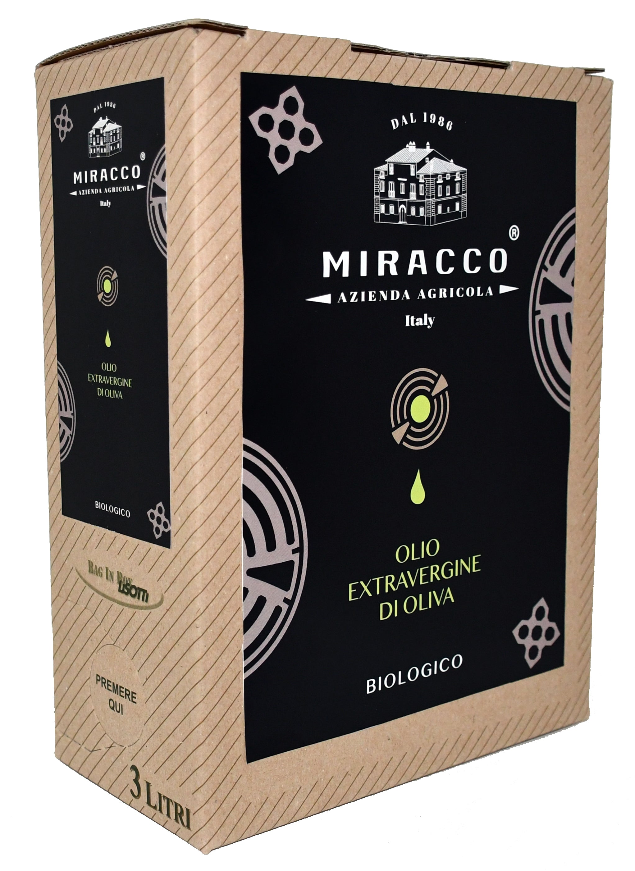 Olio Extravergine di Oliva Biologico Calabrese – Bag in Box 3 Litri | Non Filtrato