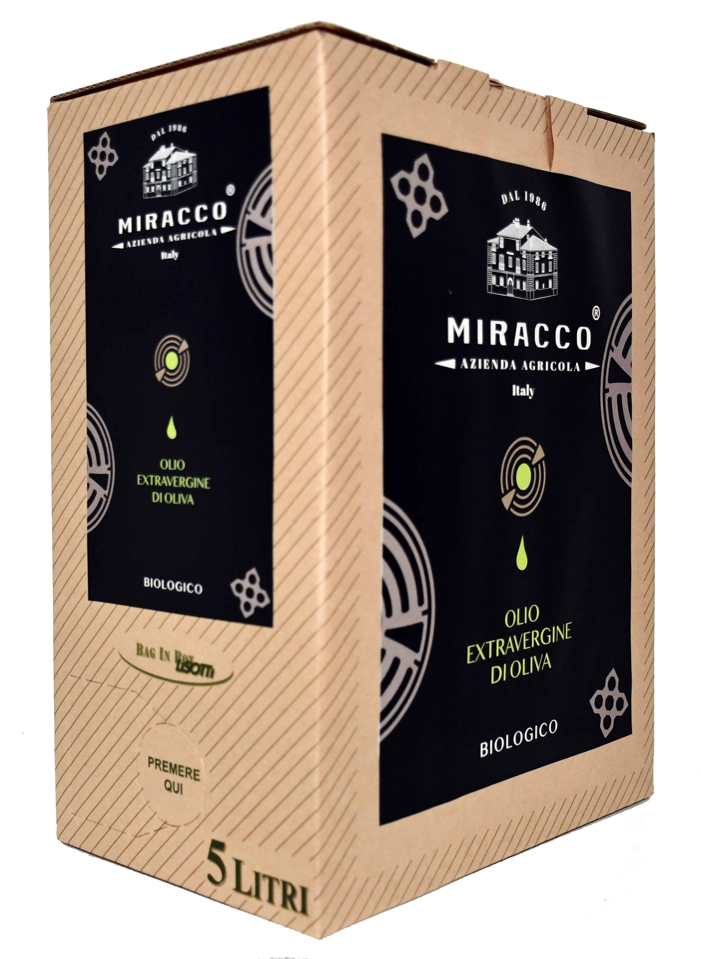Olio Extravergine di Oliva Biologico Calabrese – Bag in Box 5 Litri | Non Filtrato